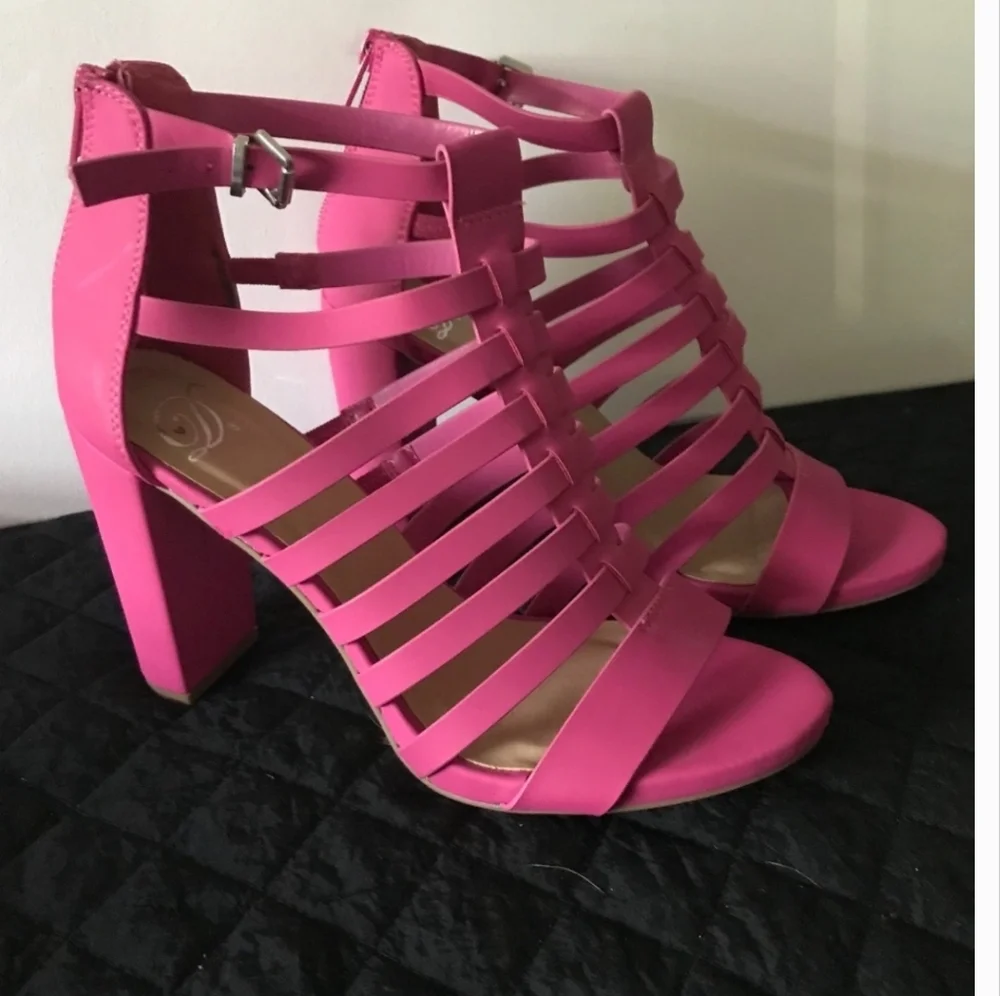 Pink Strappy Heeled Sandals